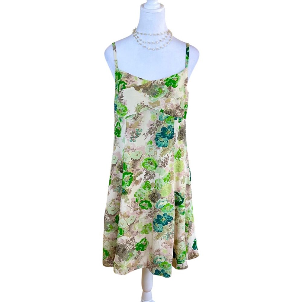 Anthropologie Dress Silk Floral Green Woodland Fairy HD Paris (10)